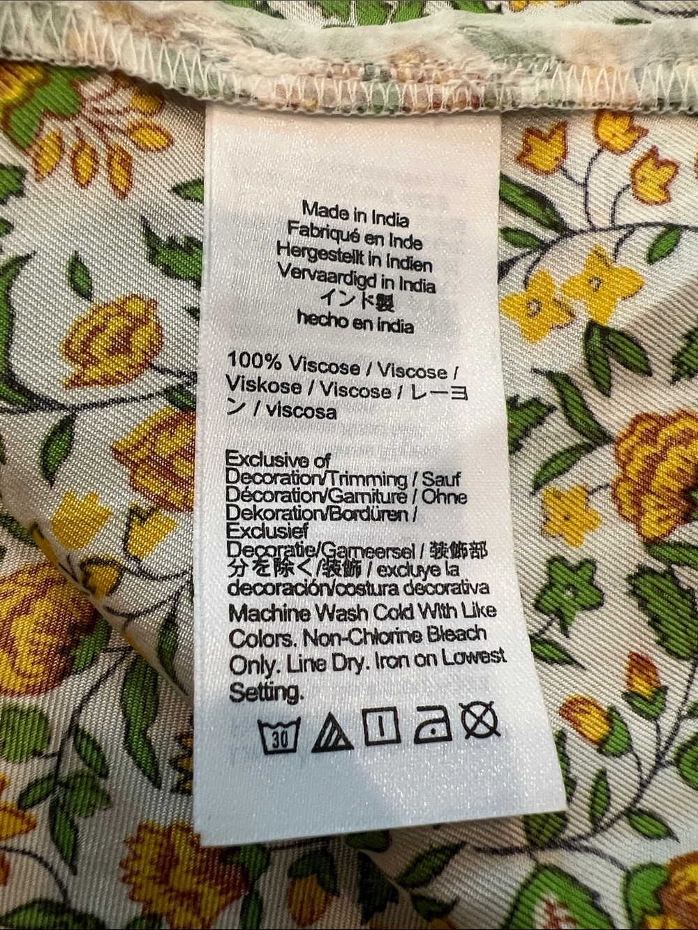 J. Crew White Floral Smocked Midi Dress with Yellow and Green Print Size M - Picture 4 of 4